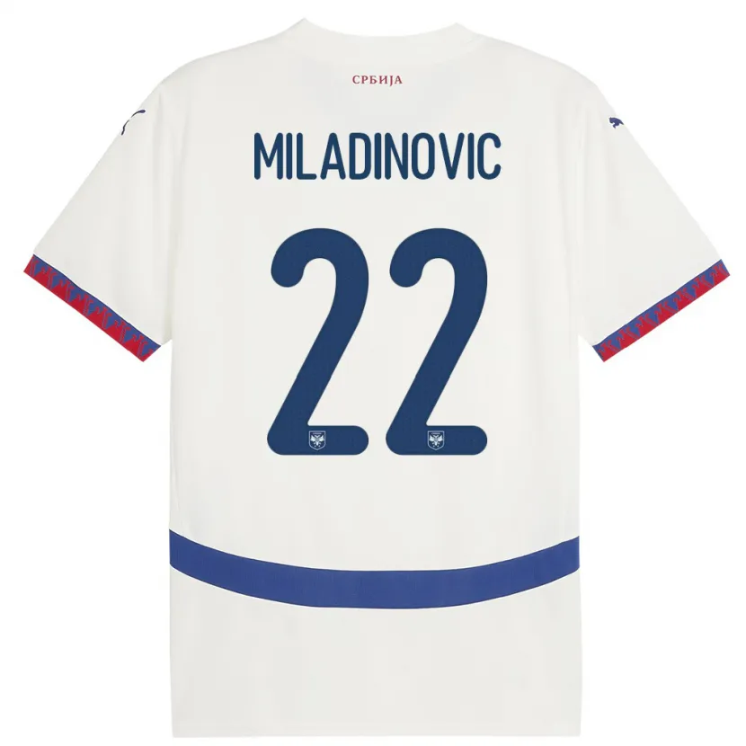Danxen Damen Serbien Igor Miladinovic #22 Weiß Auswärtstrikot Trikot 24-26 T-Shirt