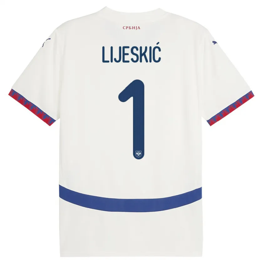 Danxen Damen Serbien Luka Lijeskic #1 Weiß Auswärtstrikot Trikot 24-26 T-Shirt