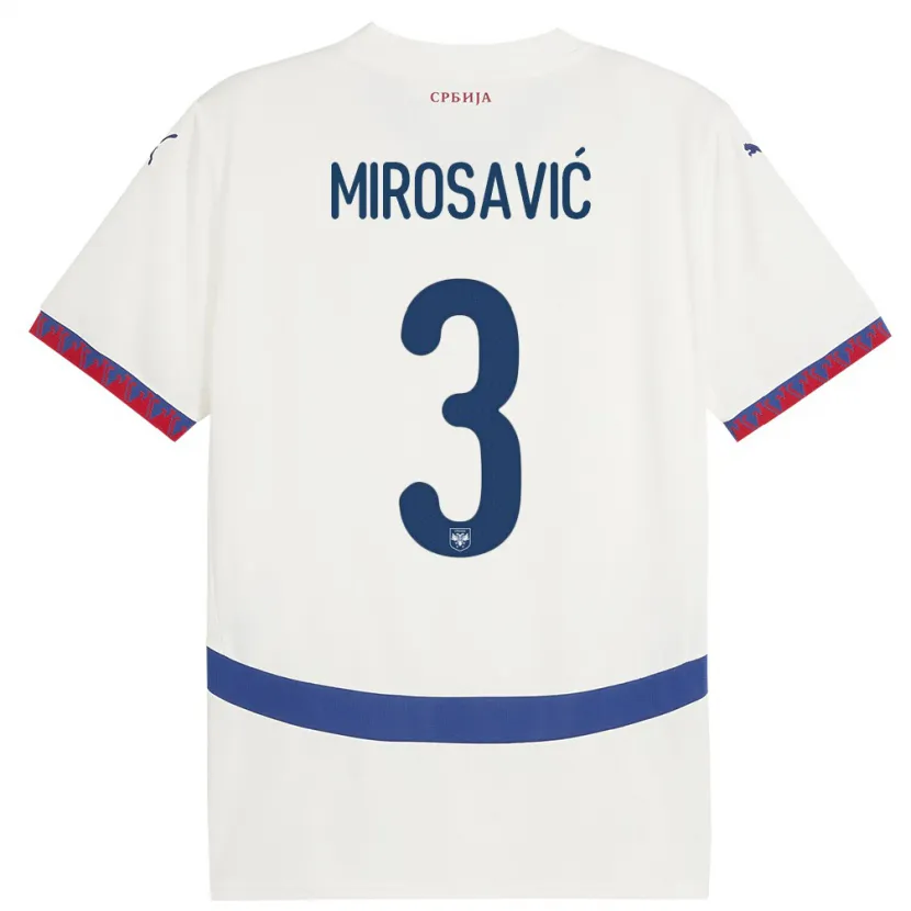 Danxen Damen Serbien Veljko Mirosavic #3 Weiß Auswärtstrikot Trikot 24-26 T-Shirt