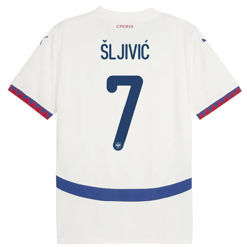Danxen Damen Serbien Jovan Sljivic #7 Weiß Auswärtstrikot Trikot 24-26 T-Shirt