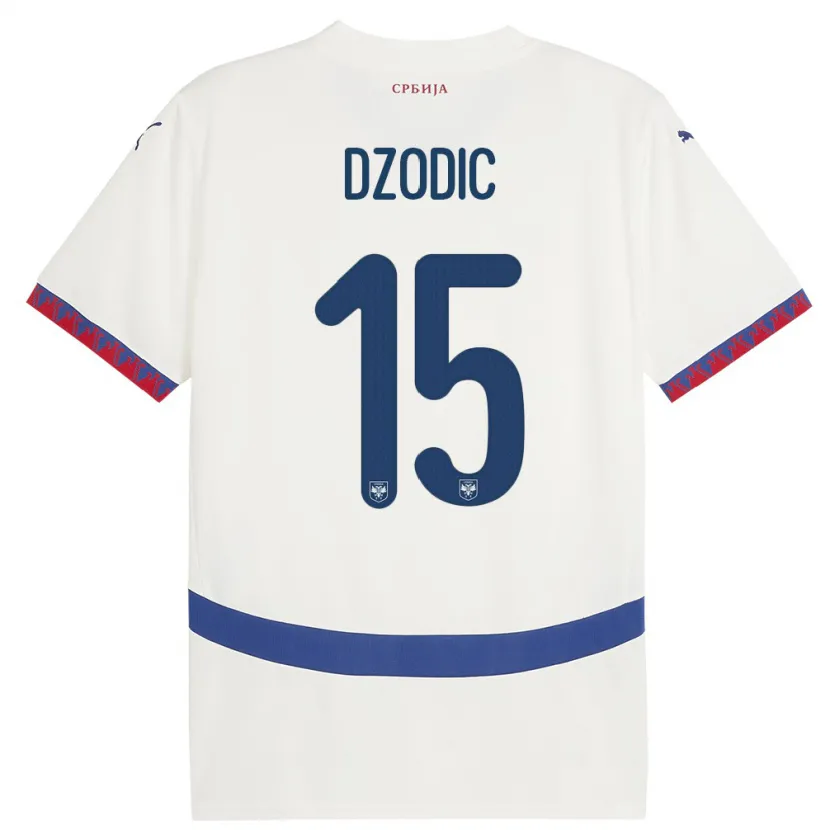 Danxen Damen Serbien Stefan Dzodic #15 Weiß Auswärtstrikot Trikot 24-26 T-Shirt