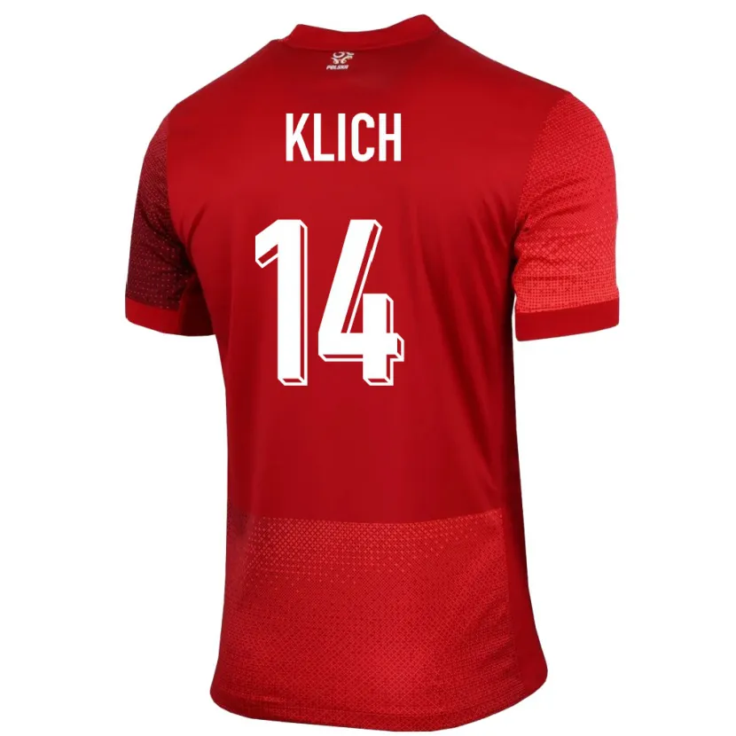 Danxen Damen Polen Mateusz Klich #14 Rot Auswärtstrikot Trikot 24-26 T-Shirt
