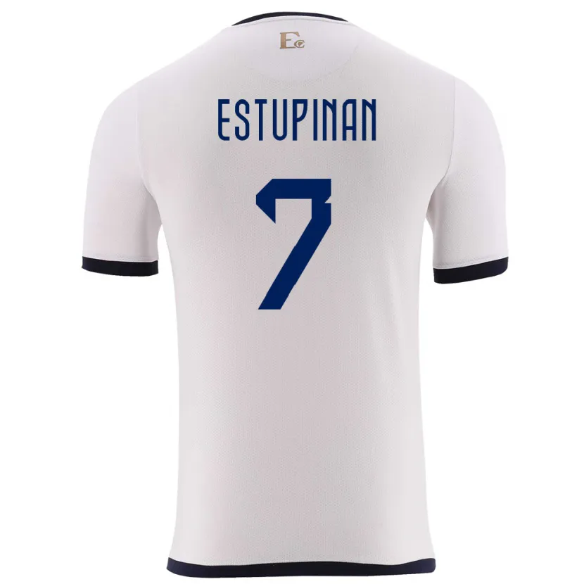 Danxen Damen Ecuador Pervis Estupinan #7 Weiß Auswärtstrikot Trikot 24-26 T-Shirt