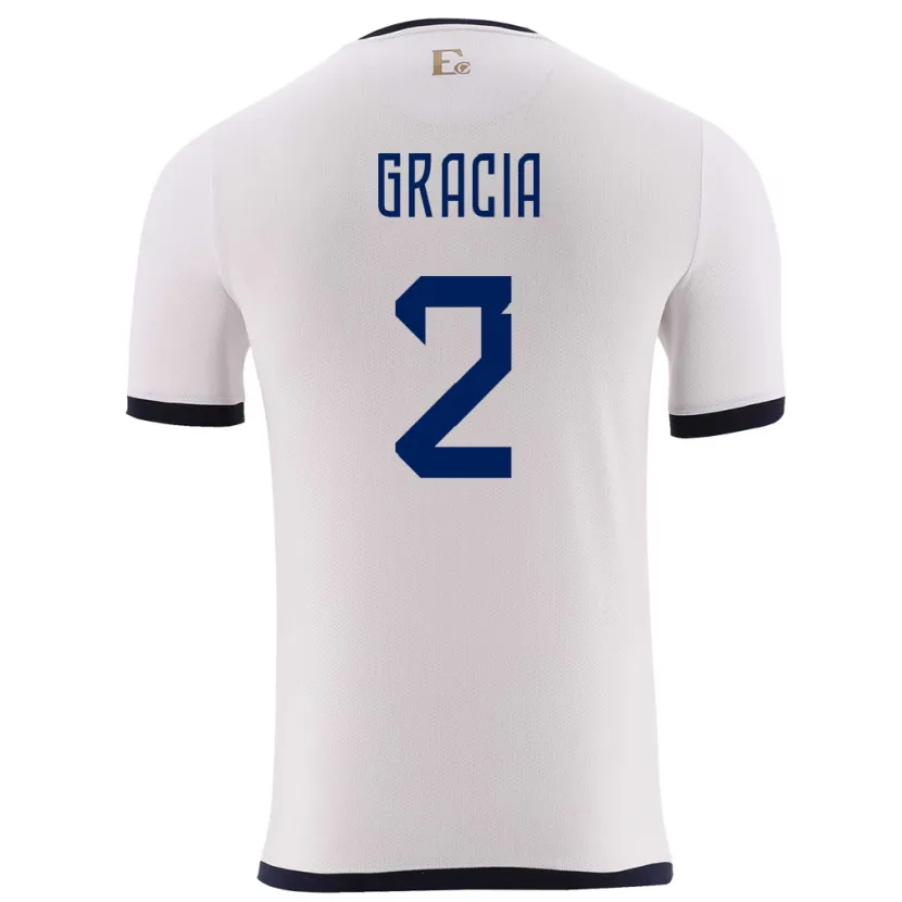 Danxen Damen Ecuador Ericka Gracia #2 Weiß Auswärtstrikot Trikot 24-26 T-Shirt