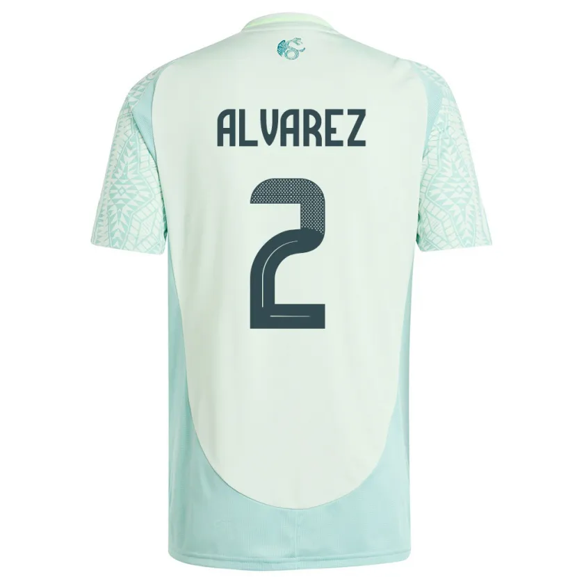 Danxen Damen Mexiko Kevin Alvarez #2 Leinengrün Auswärtstrikot Trikot 24-26 T-Shirt