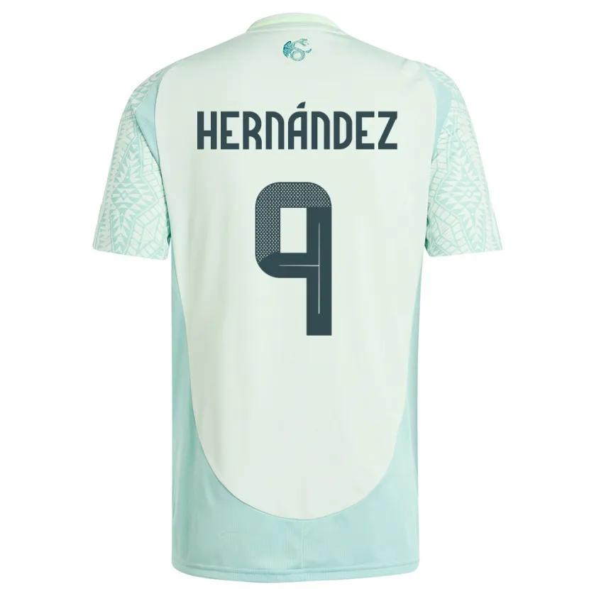 Danxen Damen Mexiko Jesus Hernandez #9 Leinengrün Auswärtstrikot Trikot 24-26 T-Shirt