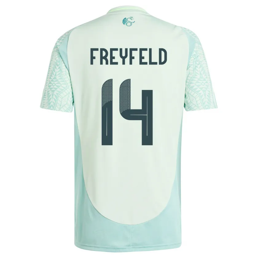 Danxen Damen Mexiko Emiliano Freyfeld #14 Leinengrün Auswärtstrikot Trikot 24-26 T-Shirt