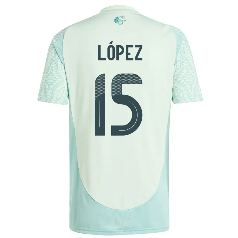 Danxen Damen Mexiko Everardo Lopez #15 Leinengrün Auswärtstrikot Trikot 24-26 T-Shirt