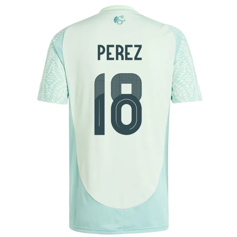 Danxen Damen Mexiko Jonathan Perez #18 Leinengrün Auswärtstrikot Trikot 24-26 T-Shirt