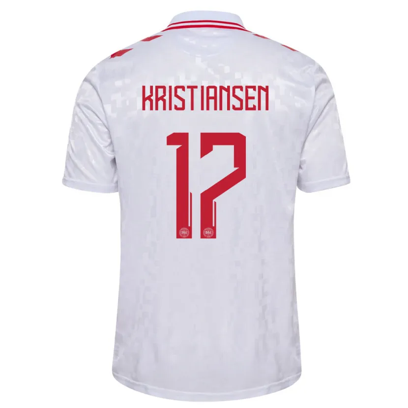 Danxen Damen Dänemark Victor Kristiansen #17 Weiß Auswärtstrikot Trikot 24-26 T-Shirt