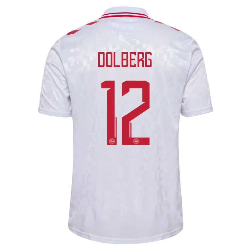 Danxen Damen Dänemark Kasper Dolberg #12 Weiß Auswärtstrikot Trikot 24-26 T-Shirt