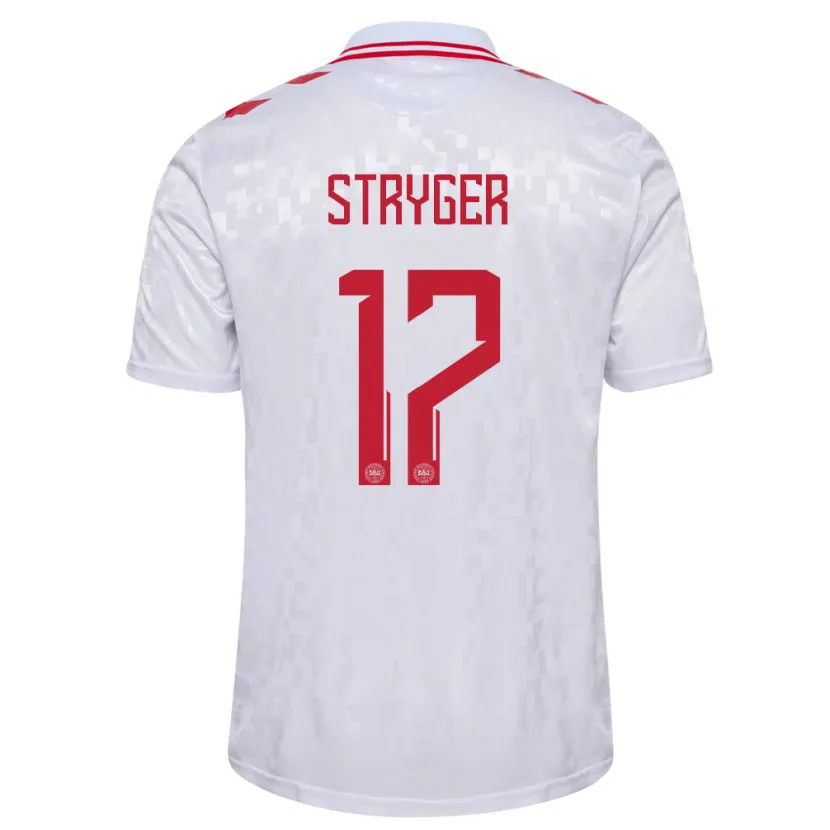Danxen Damen Dänemark Jens Stryger Larsen #17 Weiß Auswärtstrikot Trikot 24-26 T-Shirt