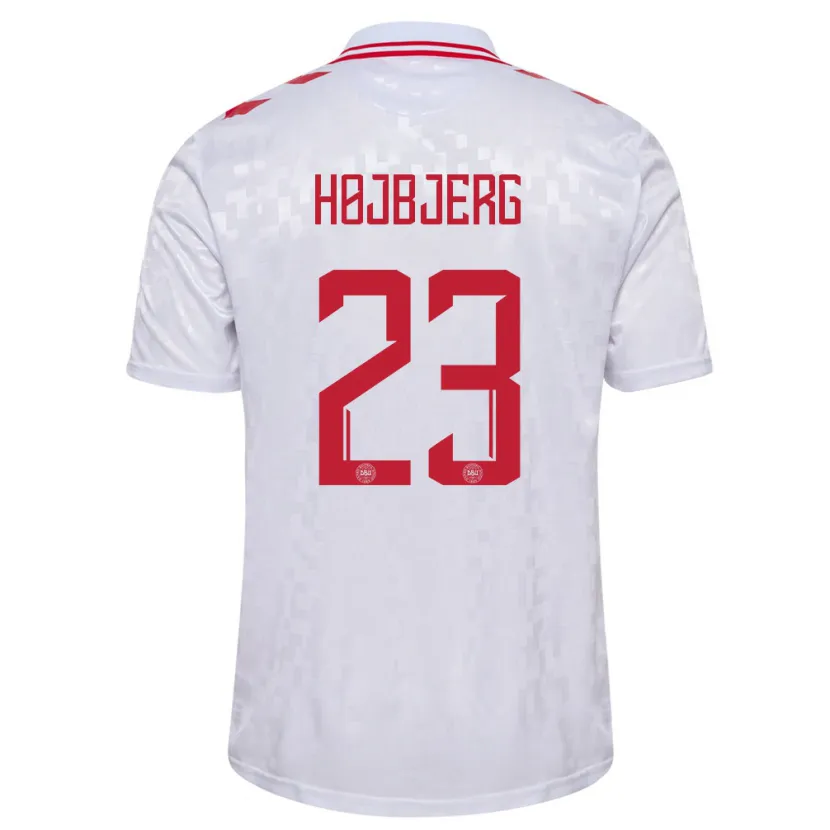 Danxen Damen Dänemark Pierre-Emile Højbjerg #23 Weiß Auswärtstrikot Trikot 24-26 T-Shirt