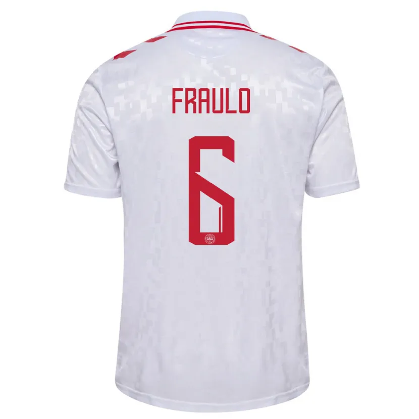 Danxen Damen Dänemark Oscar Fraulo #6 Weiß Auswärtstrikot Trikot 24-26 T-Shirt