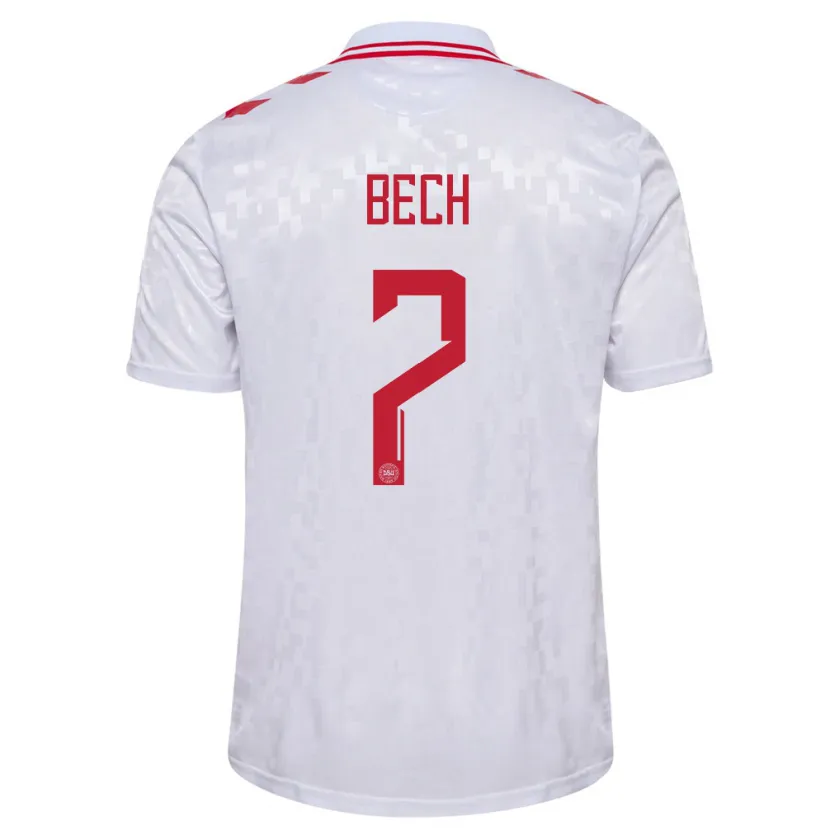 Danxen Damen Dänemark Tobias Bech #7 Weiß Auswärtstrikot Trikot 24-26 T-Shirt