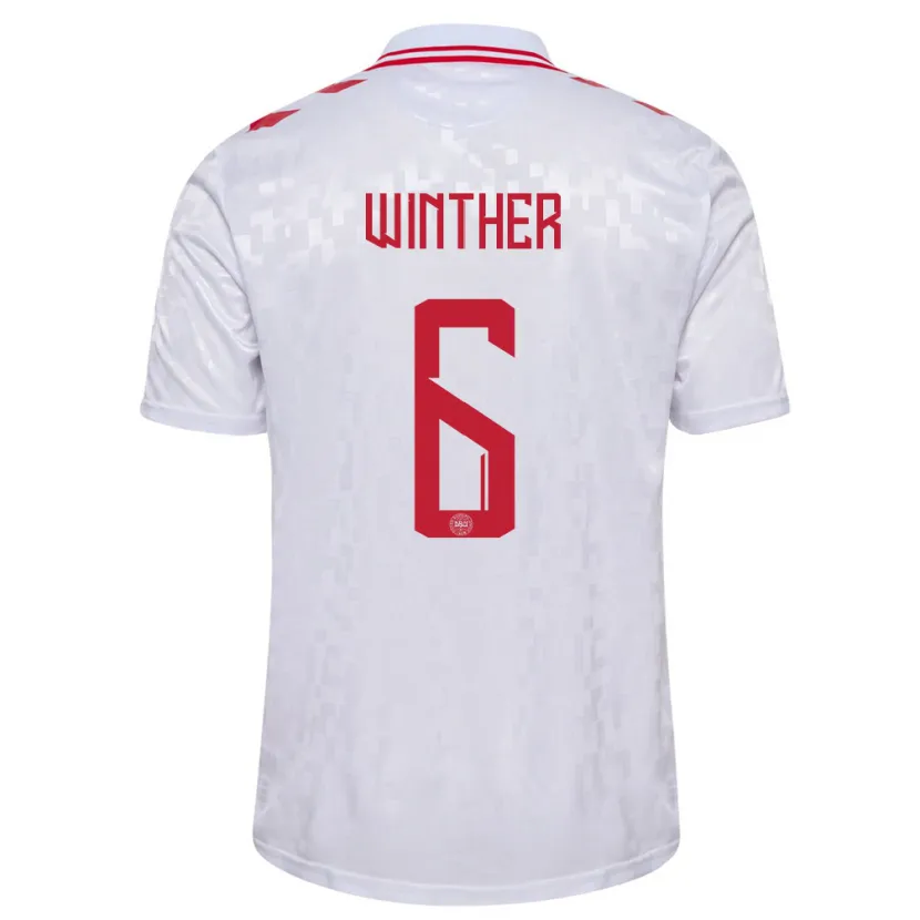 Danxen Damen Dänemark Casper Winther #6 Weiß Auswärtstrikot Trikot 24-26 T-Shirt
