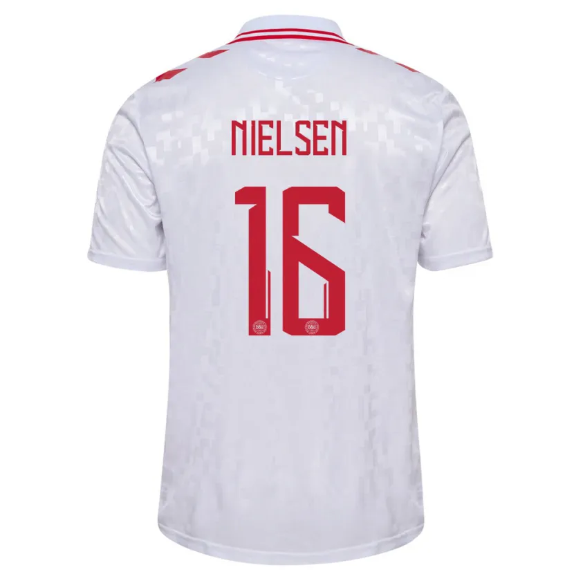 Danxen Damen Dänemark Magnus Nielsen #16 Weiß Auswärtstrikot Trikot 24-26 T-Shirt