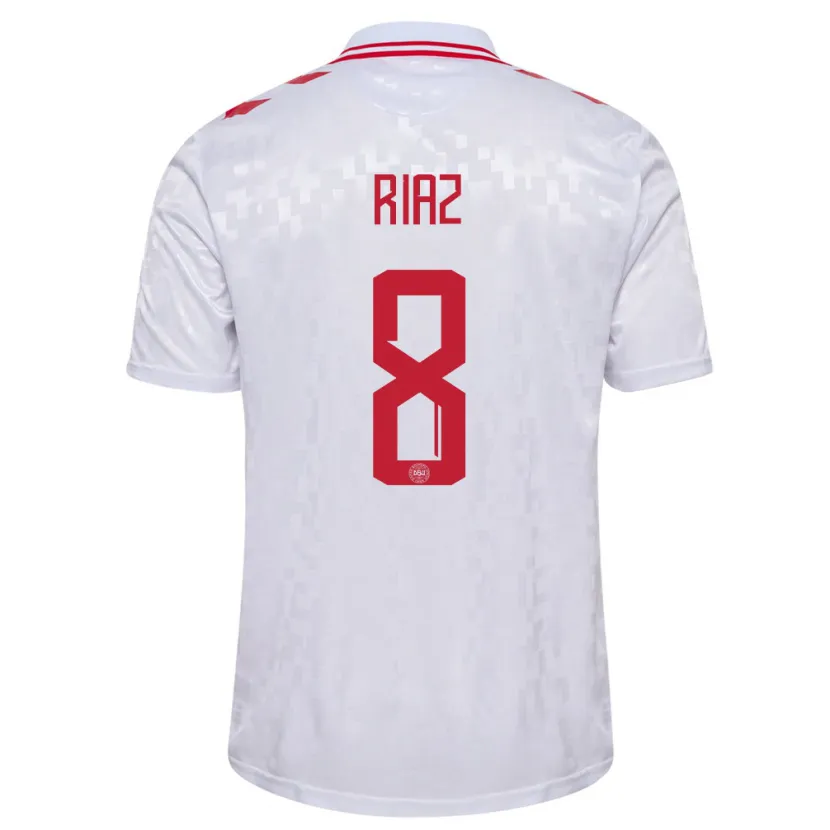 Danxen Damen Dänemark Danial Riaz #8 Weiß Auswärtstrikot Trikot 24-26 T-Shirt