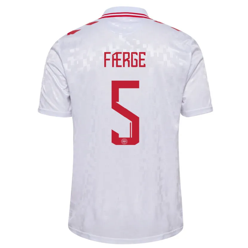 Danxen Damen Dänemark Emma Færge #5 Weiß Auswärtstrikot Trikot 24-26 T-Shirt