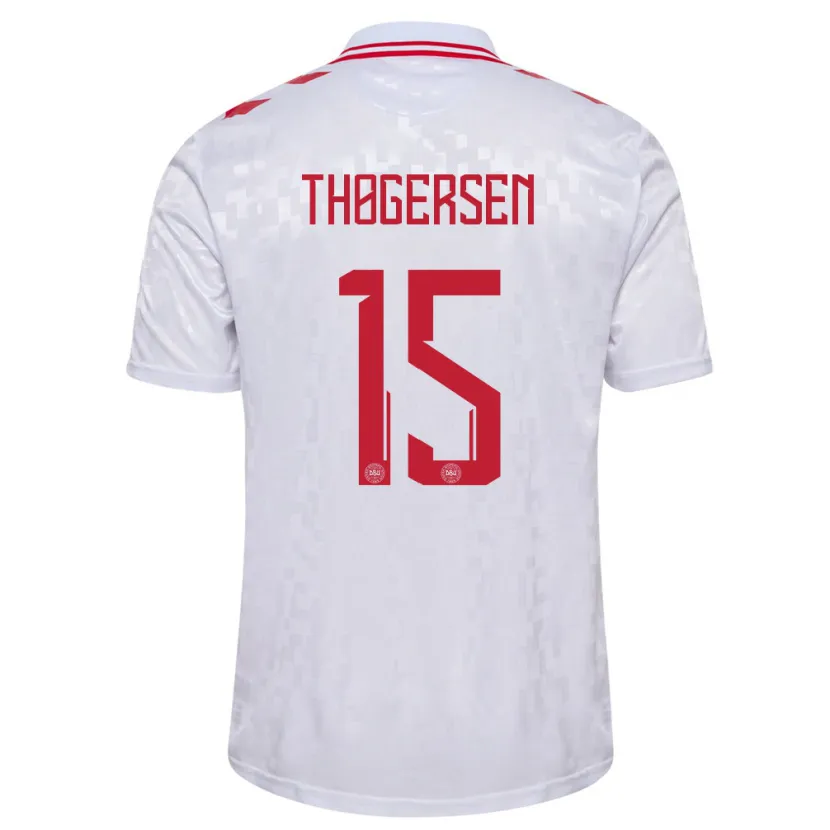 Danxen Damen Dänemark Frederikke Thøgersen #15 Weiß Auswärtstrikot Trikot 24-26 T-Shirt
