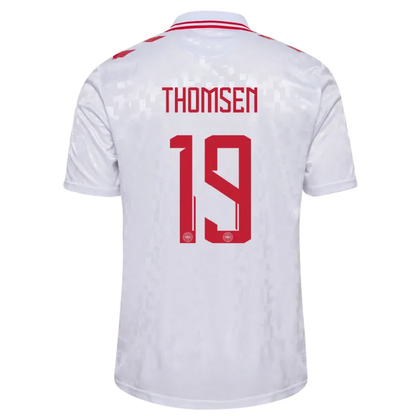Danxen Damen Dänemark Janni Thomsen #19 Weiß Auswärtstrikot Trikot 24-26 T-Shirt