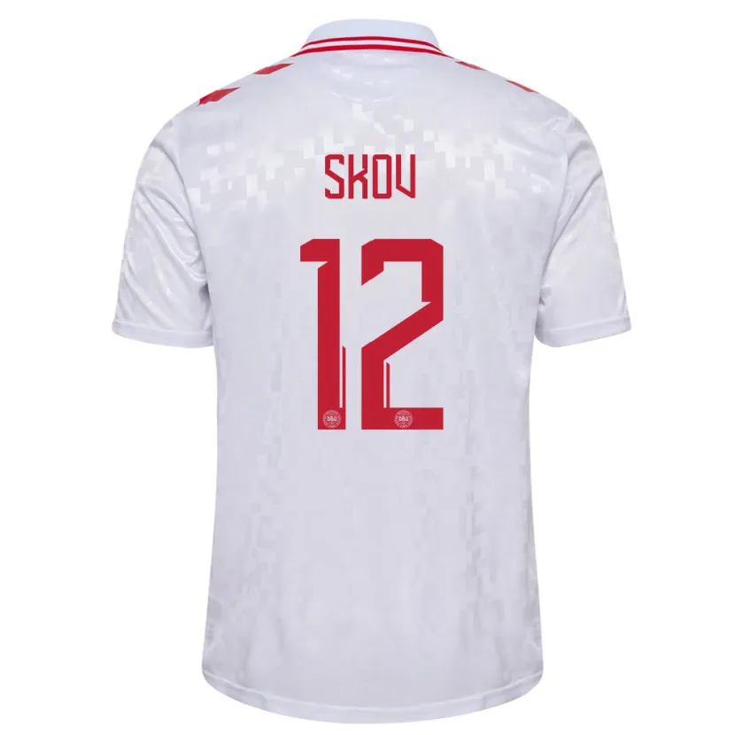 Danxen Damen Dänemark Robert Skov #12 Weiß Auswärtstrikot Trikot 24-26 T-Shirt