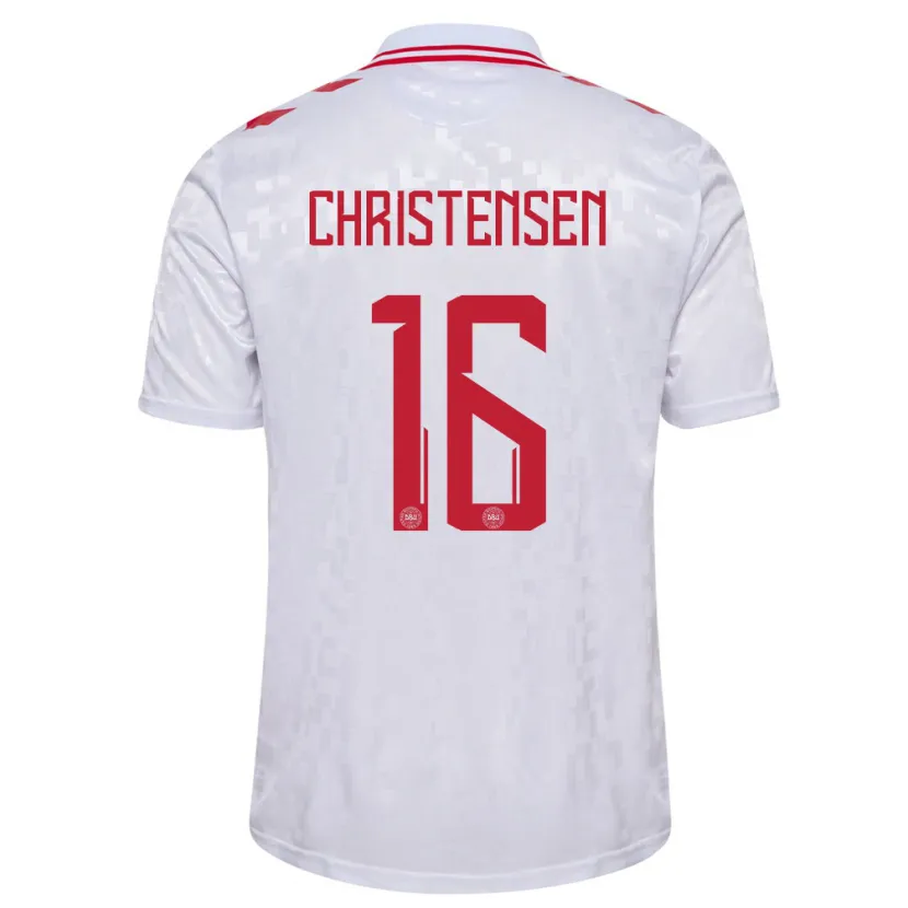 Danxen Damen Dänemark Oliver Christensen #16 Weiß Auswärtstrikot Trikot 24-26 T-Shirt