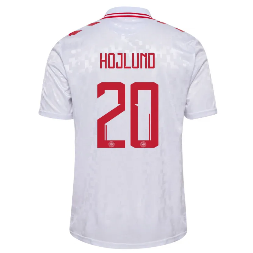 Danxen Damen Dänemark Rasmus Hojlund #20 Weiß Auswärtstrikot Trikot 24-26 T-Shirt