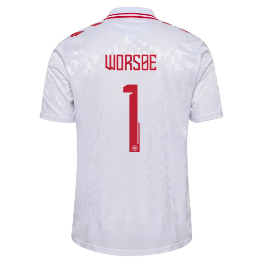 Danxen Damen Dänemark Laura Worsoe #1 Weiß Auswärtstrikot Trikot 24-26 T-Shirt