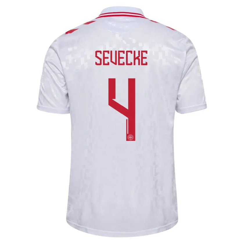 Danxen Damen Dänemark Rikke Sevecke #4 Weiß Auswärtstrikot Trikot 24-26 T-Shirt