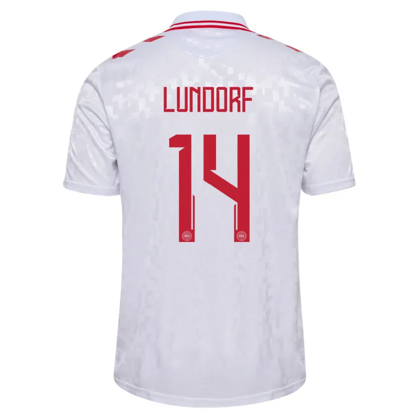 Danxen Damen Dänemark Matilde Lundorf #14 Weiß Auswärtstrikot Trikot 24-26 T-Shirt