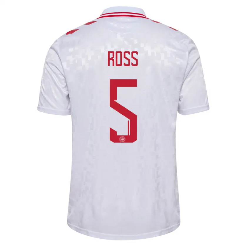 Danxen Damen Dänemark Mathias Ross #5 Weiß Auswärtstrikot Trikot 24-26 T-Shirt