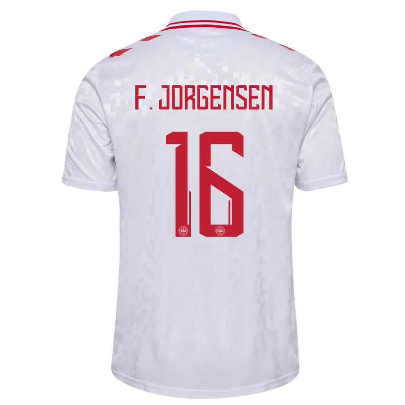 Danxen Damen Dänemark Filip Jorgensen #16 Weiß Auswärtstrikot Trikot 24-26 T-Shirt