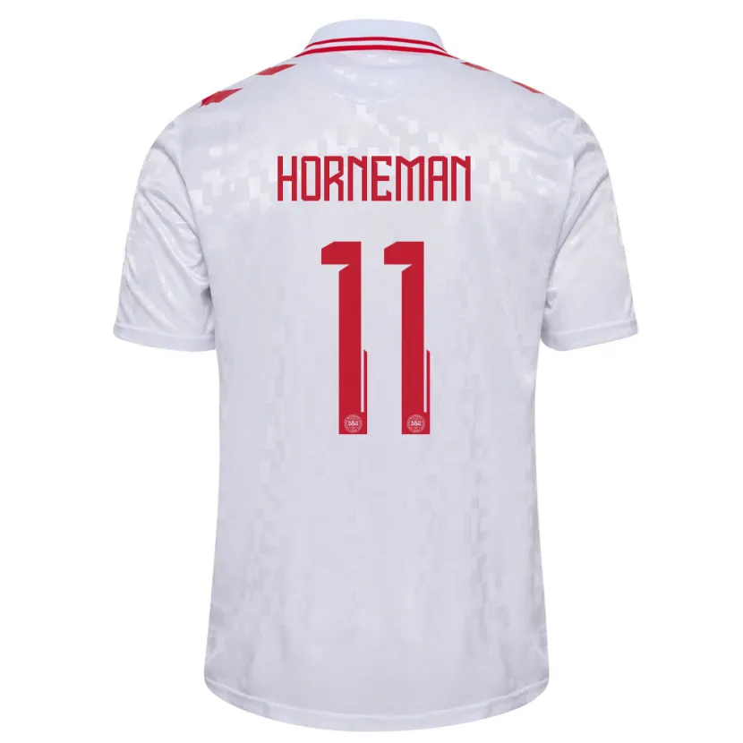 Danxen Damen Dänemark Charly Horneman #11 Weiß Auswärtstrikot Trikot 24-26 T-Shirt