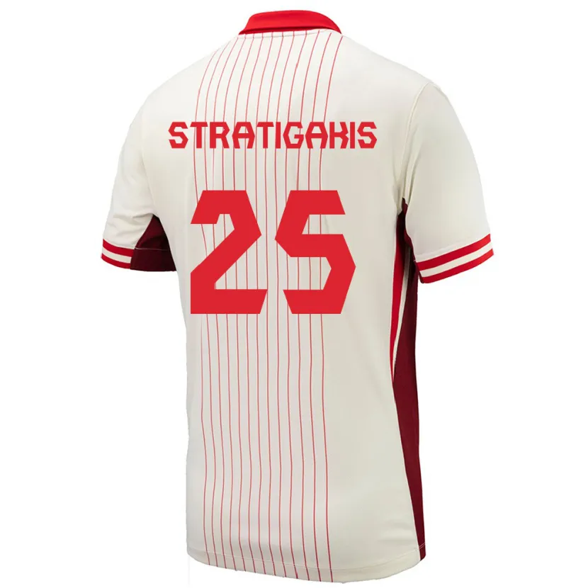 Danxen Damen Kanada Sarah Stratigakis #25 Weiß Auswärtstrikot Trikot 24-26 T-Shirt
