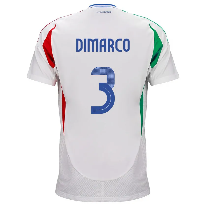 Danxen Damen Italien Federico Dimarco #3 Weiß Auswärtstrikot Trikot 24-26 T-Shirt
