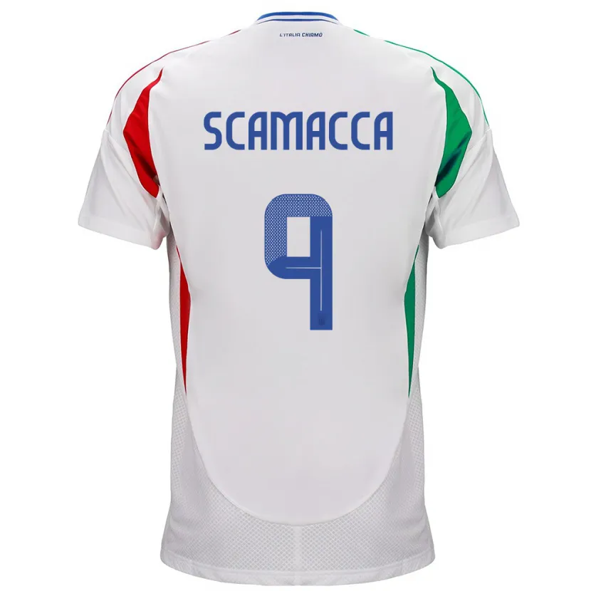 Danxen Damen Italien Gianluca Scamacca #9 Weiß Auswärtstrikot Trikot 24-26 T-Shirt