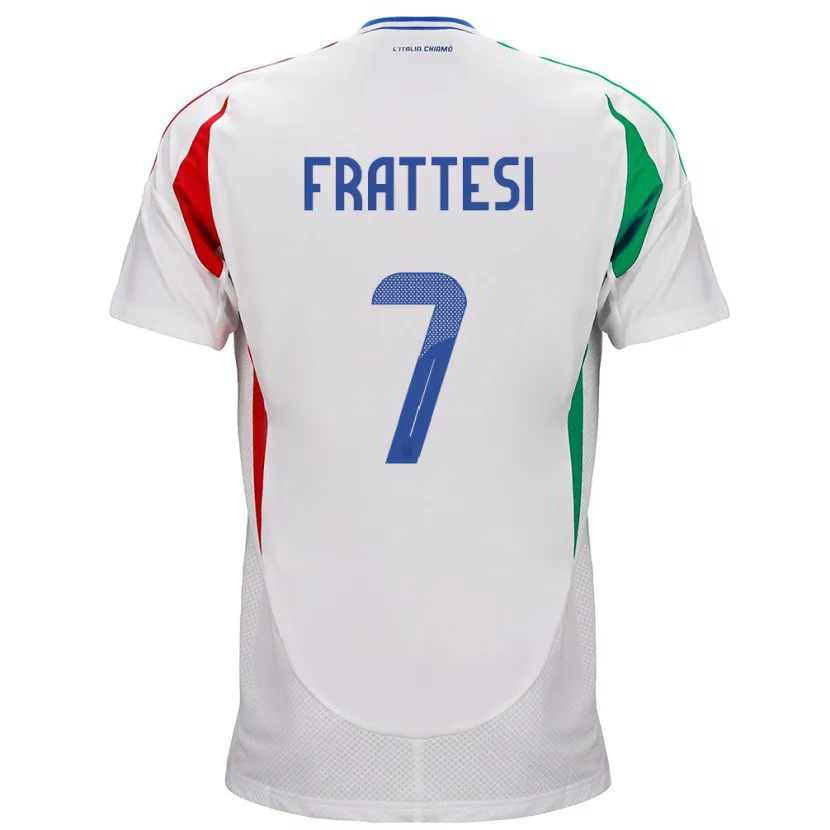 Danxen Damen Italien Davide Frattesi #7 Weiß Auswärtstrikot Trikot 24-26 T-Shirt