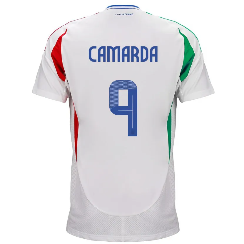 Danxen Damen Italien Francesco Camarda #9 Weiß Auswärtstrikot Trikot 24-26 T-Shirt