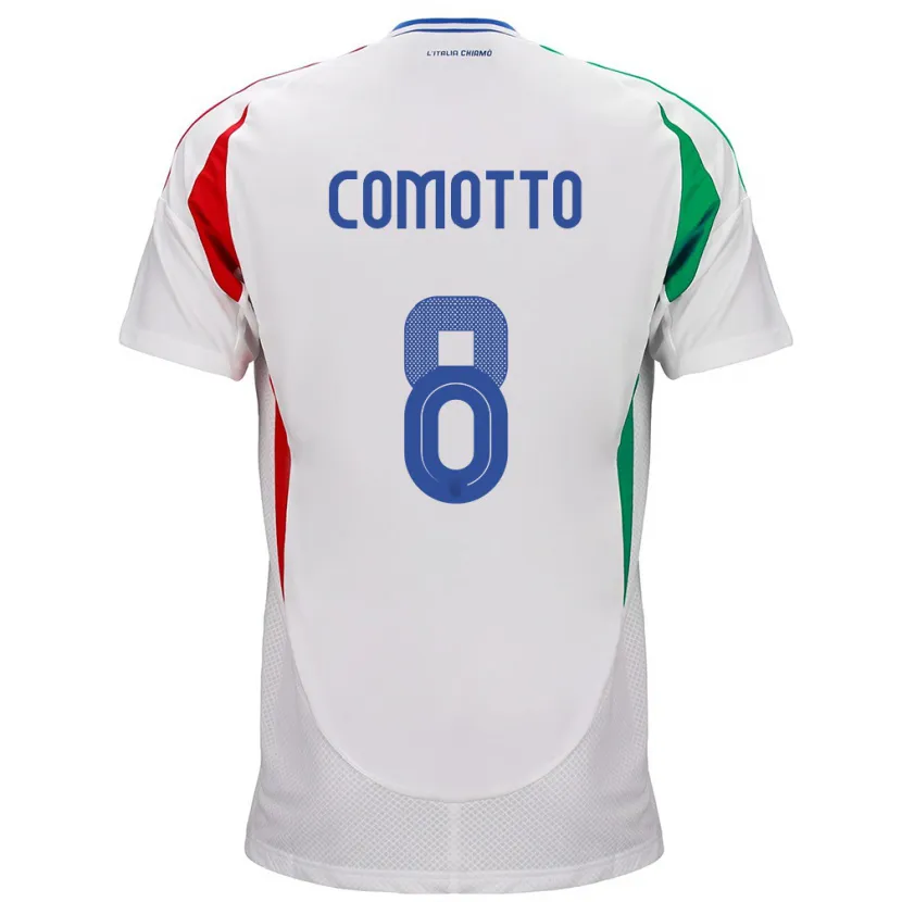 Danxen Damen Italien Christian Comotto #8 Weiß Auswärtstrikot Trikot 24-26 T-Shirt