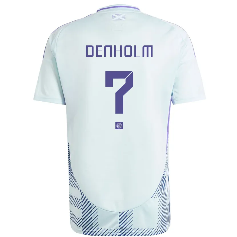 Danxen Damen Schottland Aidan Denholm #0 Helles Mintblau Auswärtstrikot Trikot 24-26 T-Shirt