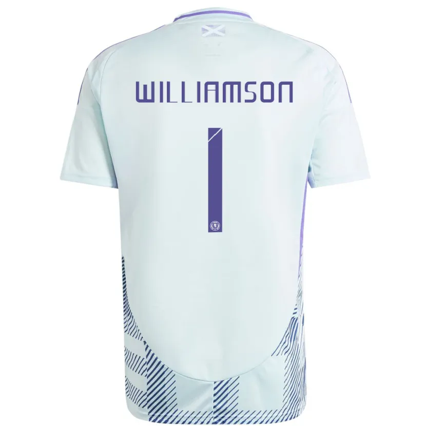 Danxen Damen Schottland Woody Williamson #1 Helles Mintblau Auswärtstrikot Trikot 24-26 T-Shirt