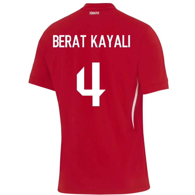 Danxen Damen Türkei Hasan Berat Kayalı #4 Rot Auswärtstrikot Trikot 24-26 T-Shirt