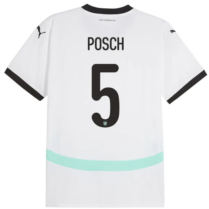 Danxen Damen Österreich Stefan Posch #5 Weiß Auswärtstrikot Trikot 24-26 T-Shirt