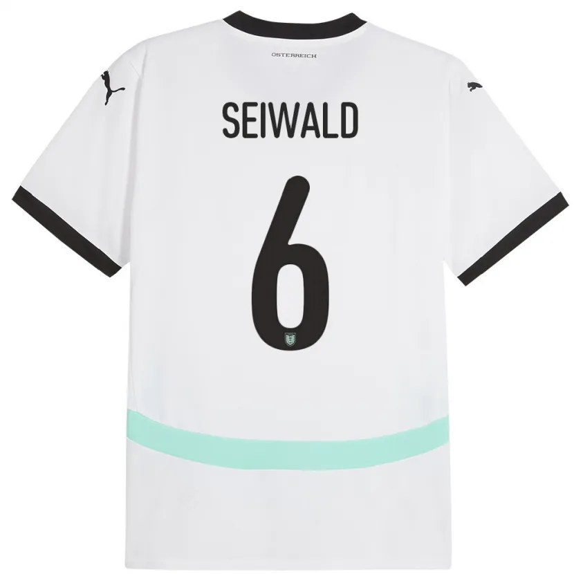 Danxen Damen Österreich Nicolas Seiwald #6 Weiß Auswärtstrikot Trikot 24-26 T-Shirt