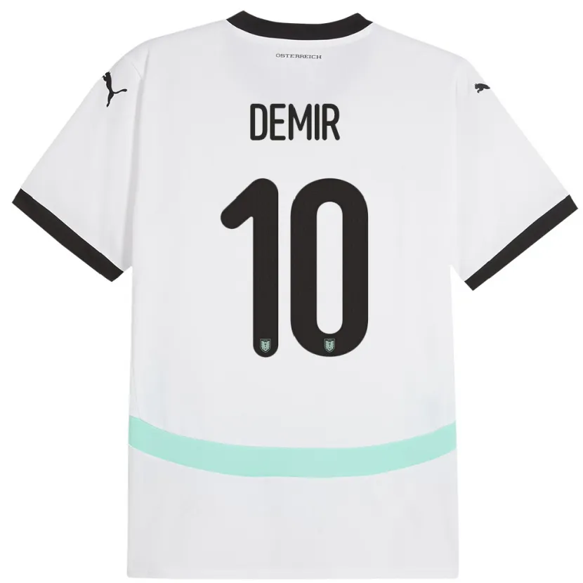 Danxen Damen Österreich Yusuf Demir #10 Weiß Auswärtstrikot Trikot 24-26 T-Shirt