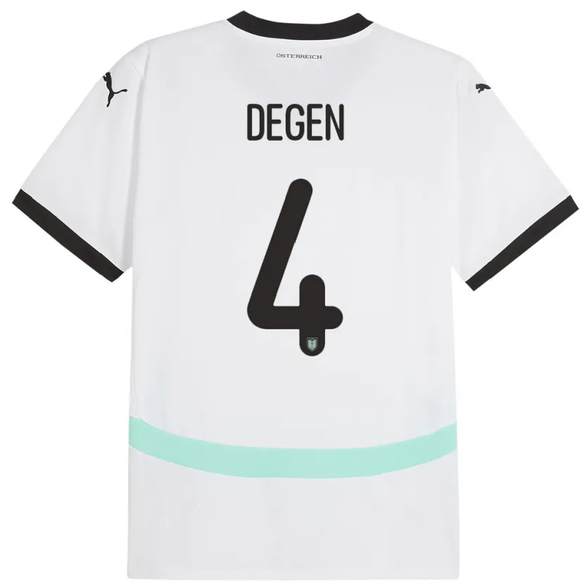Danxen Damen Österreich Celina Degen #4 Weiß Auswärtstrikot Trikot 24-26 T-Shirt