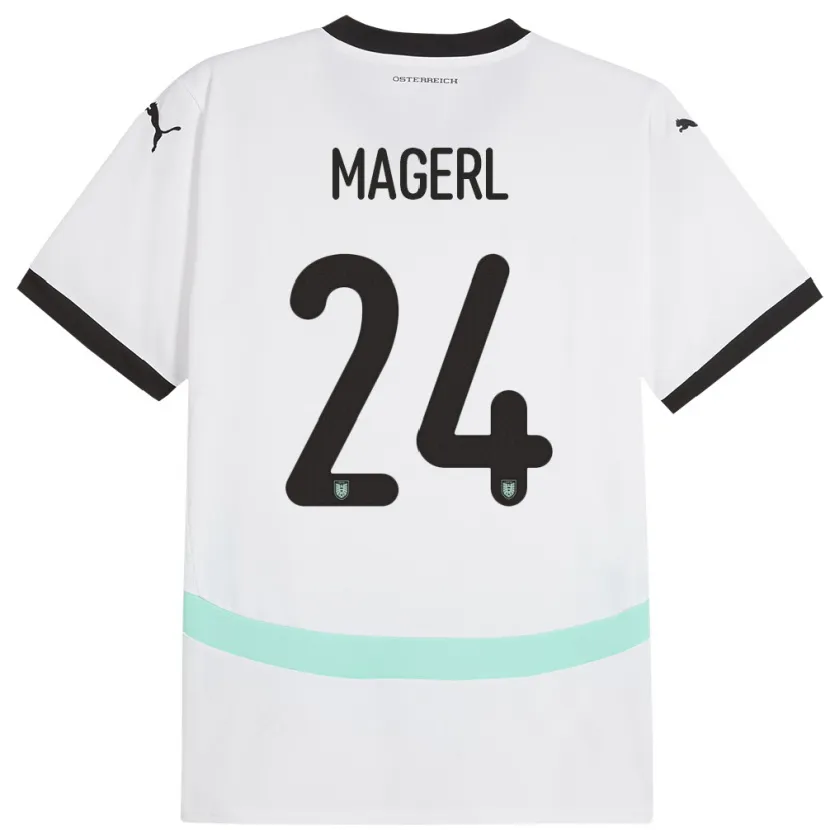 Danxen Damen Österreich Julia Magerl #24 Weiß Auswärtstrikot Trikot 24-26 T-Shirt