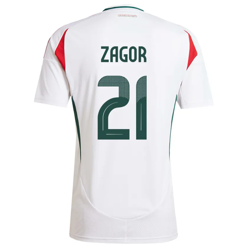 Danxen Damen Ungarn Bernadett Zágor #21 Weiß Auswärtstrikot Trikot 24-26 T-Shirt