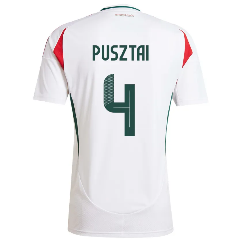 Danxen Damen Ungarn Sára Pusztai #4 Weiß Auswärtstrikot Trikot 24-26 T-Shirt